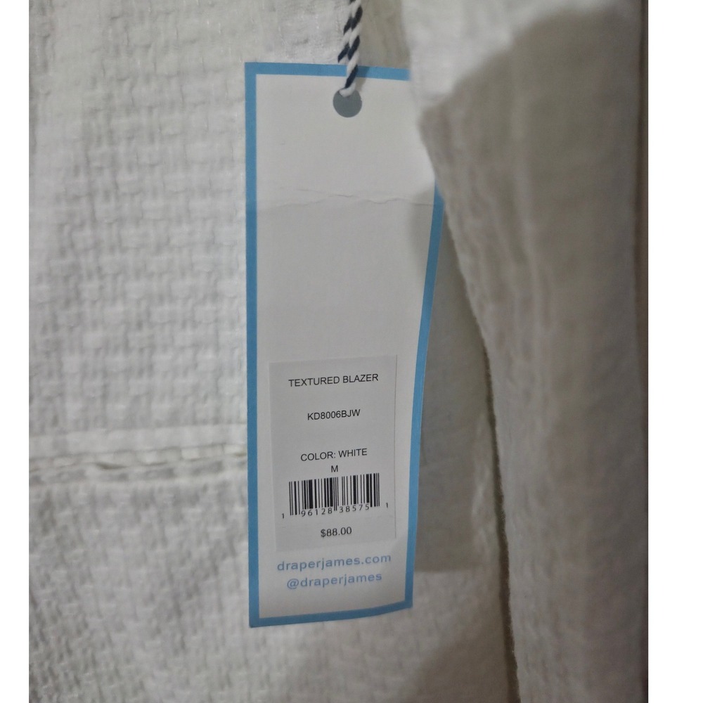 Draper James RSVP Textured Cotton Blazer White M Single Button Jacket - Picture 3 of 5